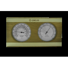 Термогигрометр Greus кедр/сосна 26х14 для бани и сауны
