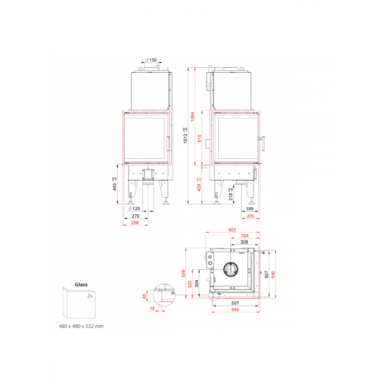 Каминная топка с водяным контуром BeF AQUATIC WH 450 E