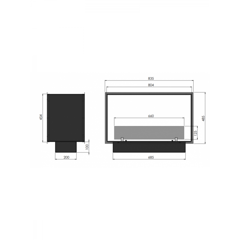 Биокамин Infire 2 SIDE 800 SLIM