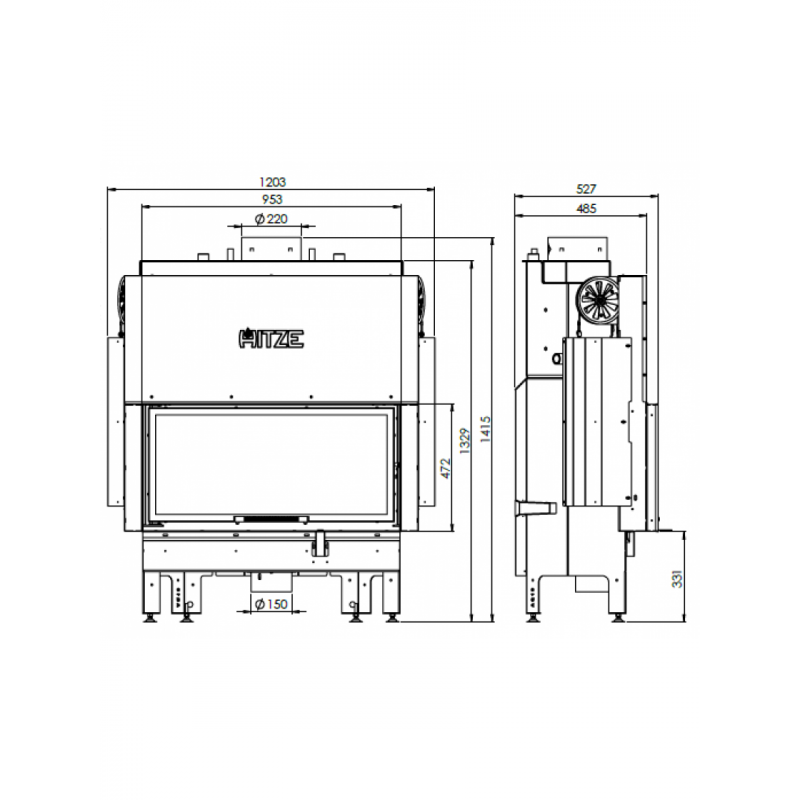 Каминная топка с водяным контуром Hitze ALBERO AQUASYSTEM ALAQS90X41.G-DI Стекло декор+дополнительное внутреннее стекло