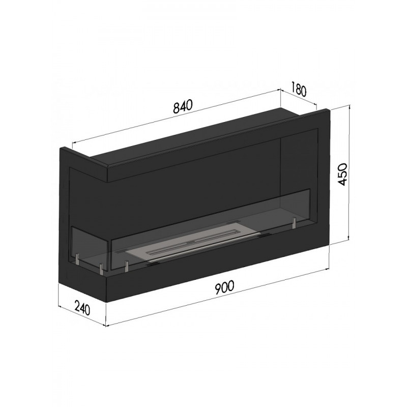 Биокамин Simple Fire CORNER 900 L Со стеклом