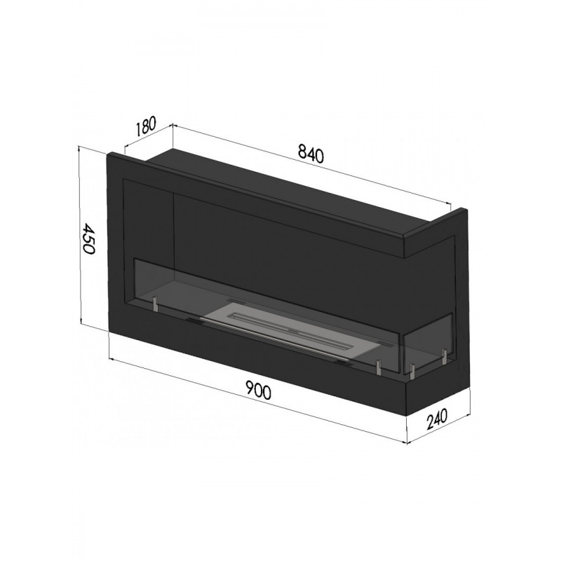 Биокамин Simple Fire CORNER 900 R Со стеклом