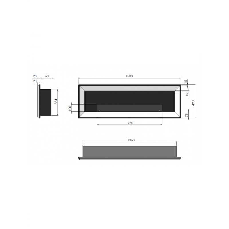 Биокамин Simple Fire FRAME 1500 Inox со стеклом