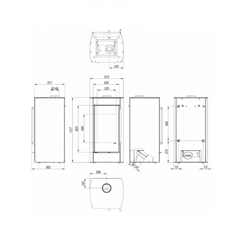 Стальная печь Defro Home HYDROFIRE Черная