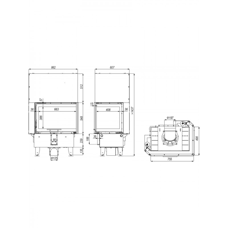 Каминная топка Defro Home INTRA SM BL G (черный шамот)
