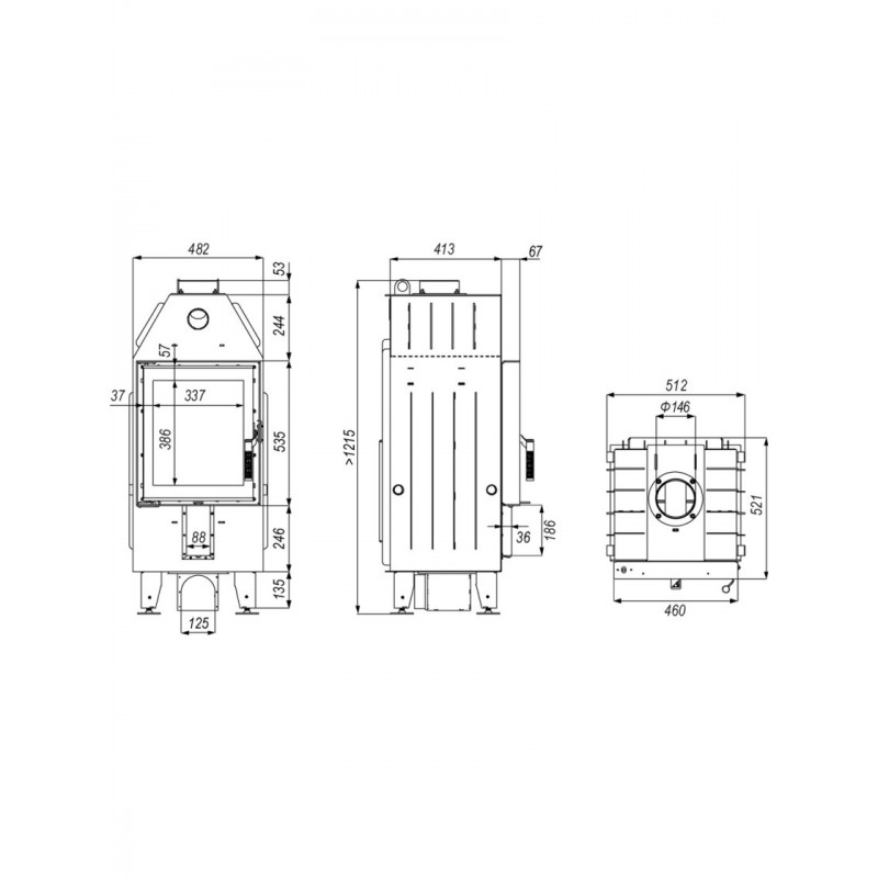 Камінна топка Defro Home INTRA XSM (чорний шамот)