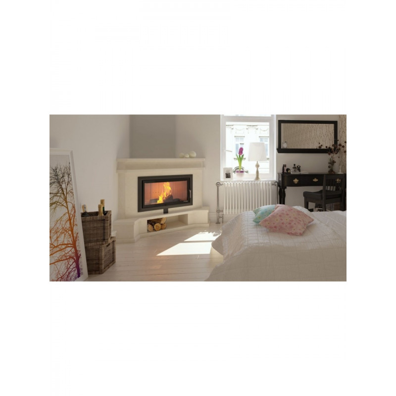 Каминная топка с водяным контуром Defro Home RIVA LA SHORT (черный шамот)