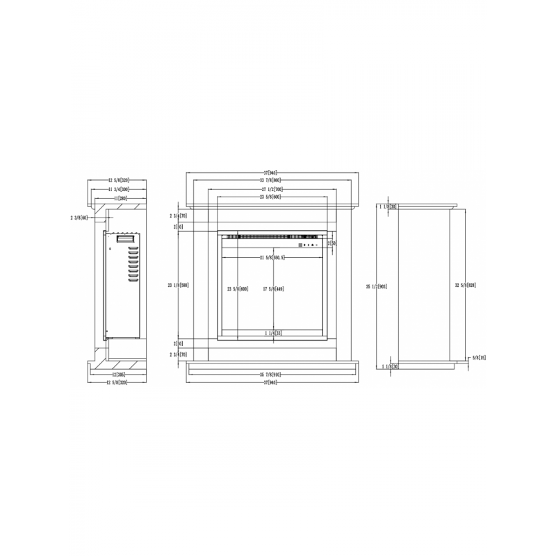 Каминокомплект AFLAMO SUND Белый + 3D 60x60