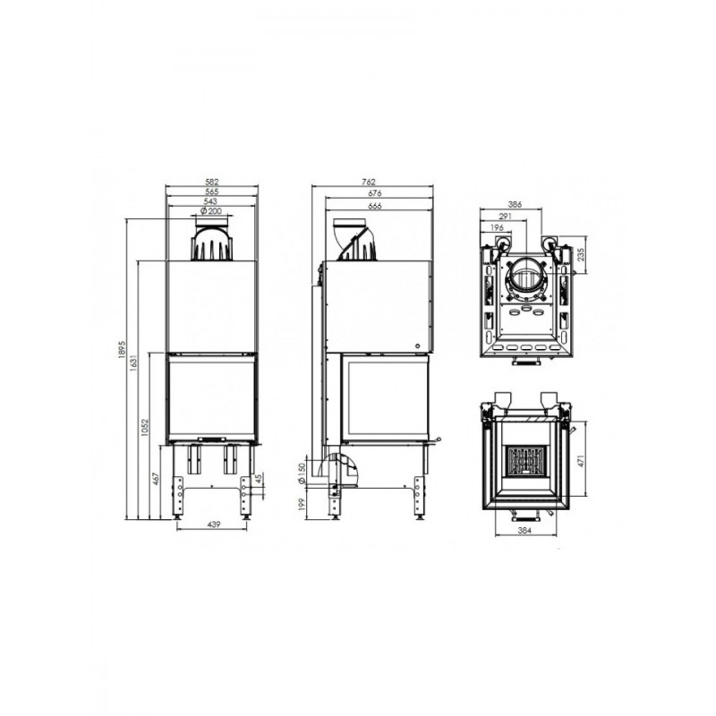 Каминная топка Hitze TRINITY TRI54X54X53