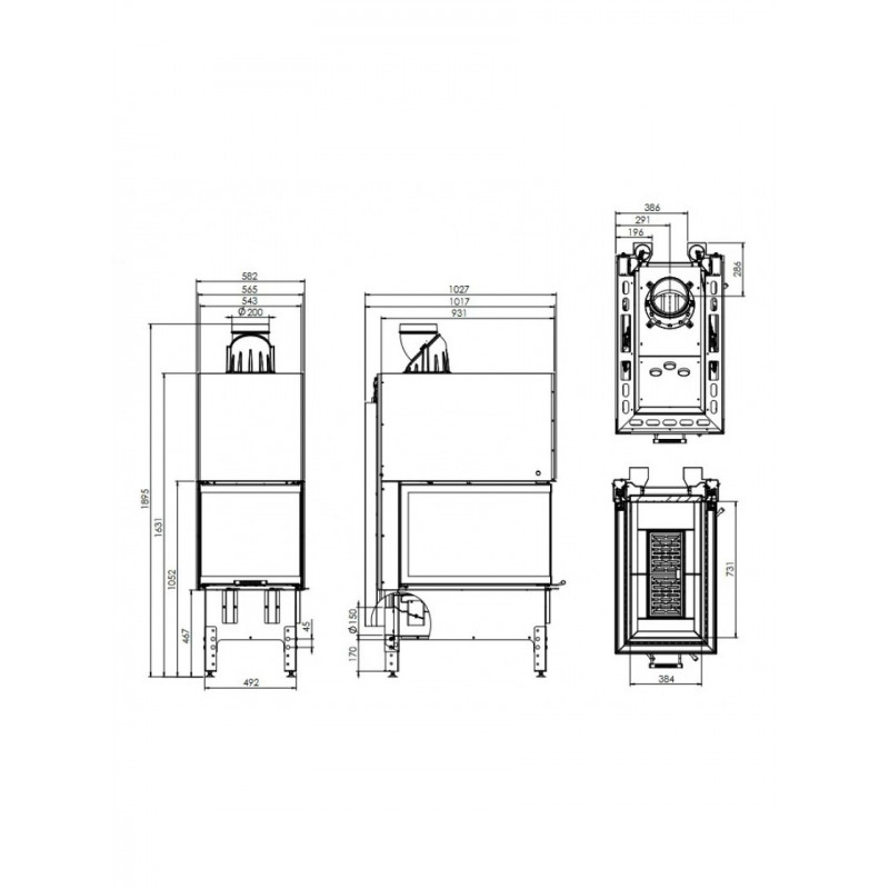 Каминная топка Hitze TRINITY TRI54X80X53