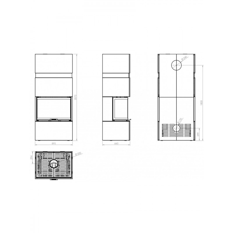 Каминная топка Hitze TRINITY TRI80X35X53 TRI BOX