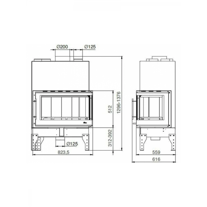 Каминная топка Uniflam 860 EVO LBS левое стекло гнутое