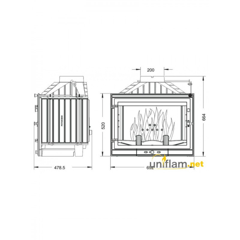 Каминная топка Uniflam 700 STANDARD ECO с шибером