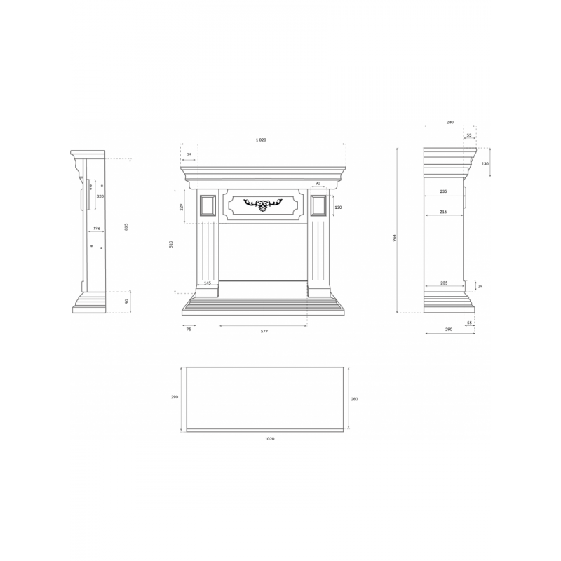 Каминокомплект Aflamo RIVIA + LED 60 3D