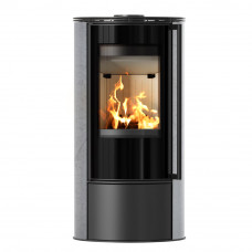 Стальная печь-камин Kratki ERIK Ø 150 в отделке аккумуляционной керамикой GRAY SATIN (кВт)