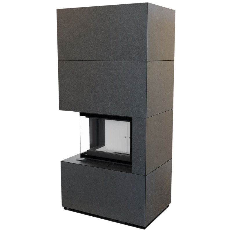 Камин Kratki FLOKI BOX левый 8 kW Ø 160 в устройстве модульной INDIAN BLACK