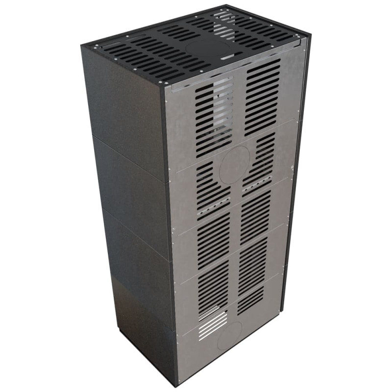 Камин Kratki FLOKI BOX левый 8 kW Ø 160 в устройстве модульной INDIAN BLACK