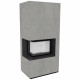 Камин Kratki FLOKI BOX левый 8 kW Ø 160 в строении из керамогранита CEMENTO GRIGIO BOCCIARDATA