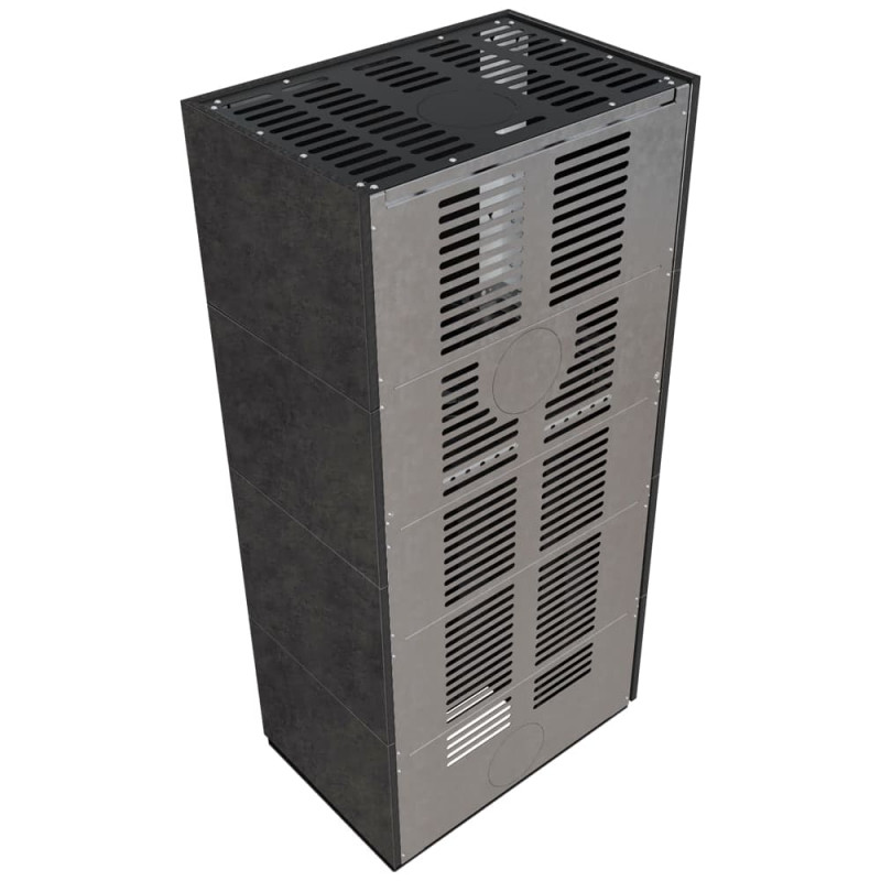 Камин Kratki FLOKI BOX левый 8 kW Ø 160 в строении из керамогранита FOKOS GRAFITE