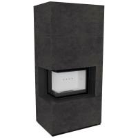 Камин Kratki FLOKI BOX левый 8 kW Ø 160 в строении из керамогранита FOKOS GRAFITE