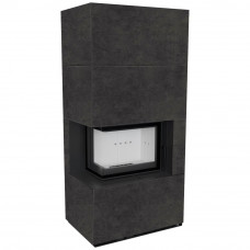 Камин Kratki FLOKI BOX левый 8 kW Ø 160 в строении из керамогранита FOKOS GRAFITE