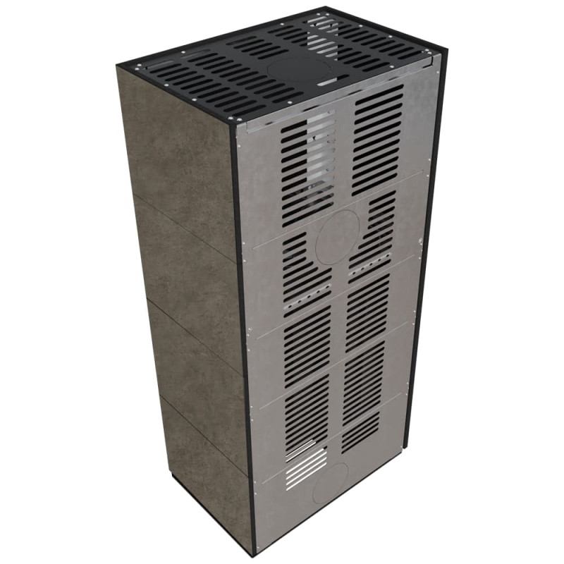 Камин Kratki FLOKI BOX левый 8 kW Ø 160 в строении из керамогранита FOKOS PIOMBO