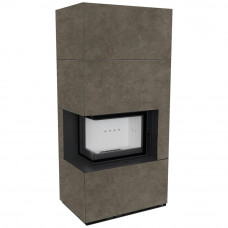 Камин Kratki FLOKI BOX левый 8 kW Ø 160 в строении из керамогранита FOKOS PIOMBO