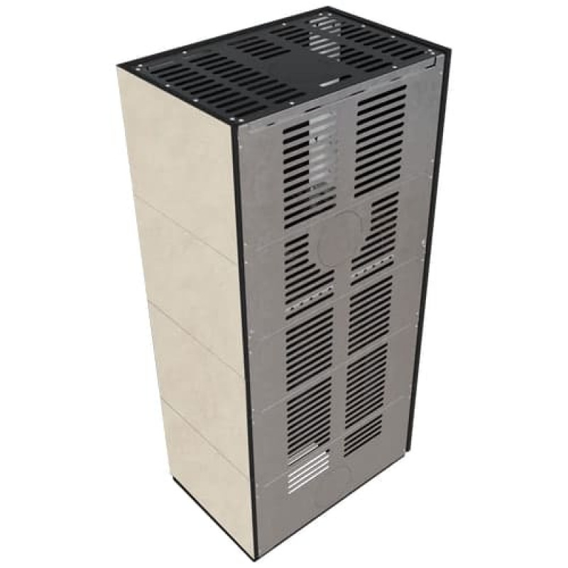 Камин Kratki FLOKI BOX левый 8 kW Ø 160 в строении из керамогранита FOKOS SALE