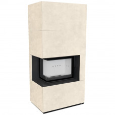 Камин Kratki FLOKI BOX левый 8 kW Ø 160 в строении из керамогранита FOKOS TALCO