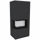 Камин Kratki FLOKI BOX левый 8 kW Ø 160 в строении из керамогранита NATURALI ARDESIA NERO A SPACCO