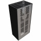 Камин Kratki FLOKI BOX левый 8 kW Ø 160 в строении из керамогранита NERO ASSOLUTO