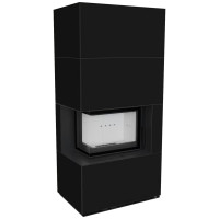 Камін Kratki FLOKI BOX лівий 8 kW Ø 160 в обудові з керамограніту NERO ASSOLUTO