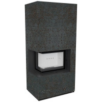 Камин Kratki FLOKI BOX левый 8 kW Ø 160 в строении из керамогранита OXIDE NERO