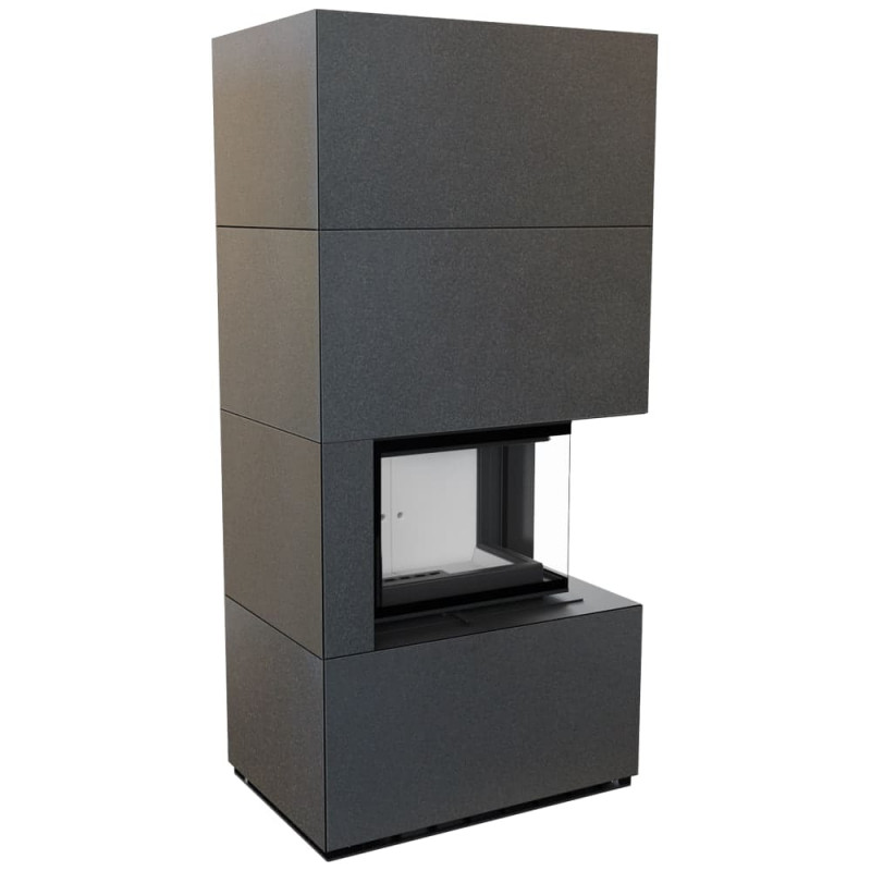 Камин Kratki FLOKI BOX прав 8 kW Ø 160 в устройстве модульной INDIAN BLACK