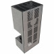 Камин Kratki FLOKI BOX прав 8 kW Ø 160 в строении из керамогранита CEMENTO GRIGIO BOCCIARDATA