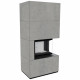 Камин Kratki FLOKI BOX прав 8 kW Ø 160 в строении из керамогранита CEMENTO GRIGIO BOCCIARDATA
