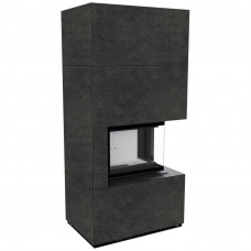 Камин Kratki FLOKI BOX правый 8 kW Ø 160 в строении из керамогранита FOKOS GRAFITE