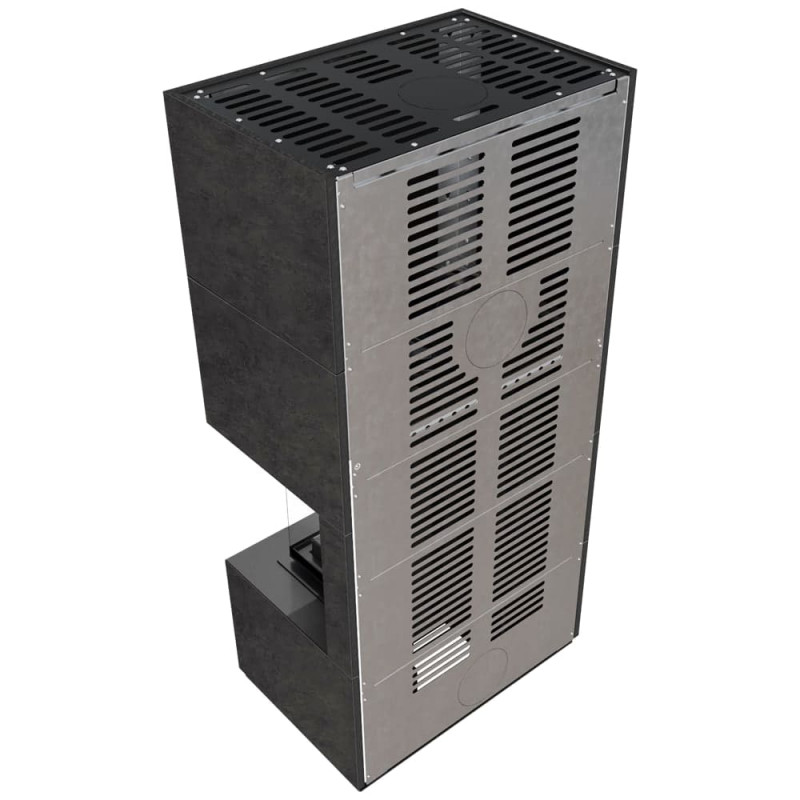 Камин Kratki FLOKI BOX правый 8 kW Ø 160 в строении из керамогранита FOKOS GRAFITE