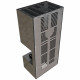 Камин Kratki FLOKI BOX правый 8 kW Ø 160 в строении из керамогранита FOKOS PIOMBO