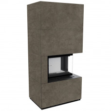 Камин Kratki FLOKI BOX правый 8 kW Ø 160 в строении из керамогранита FOKOS PIOMBO
