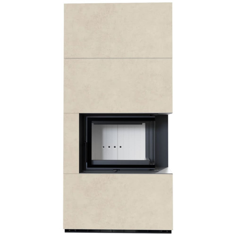 Камин Kratki FLOKI BOX прав 8 kW Ø 160 в строении из керамогранита FOKOS SALE