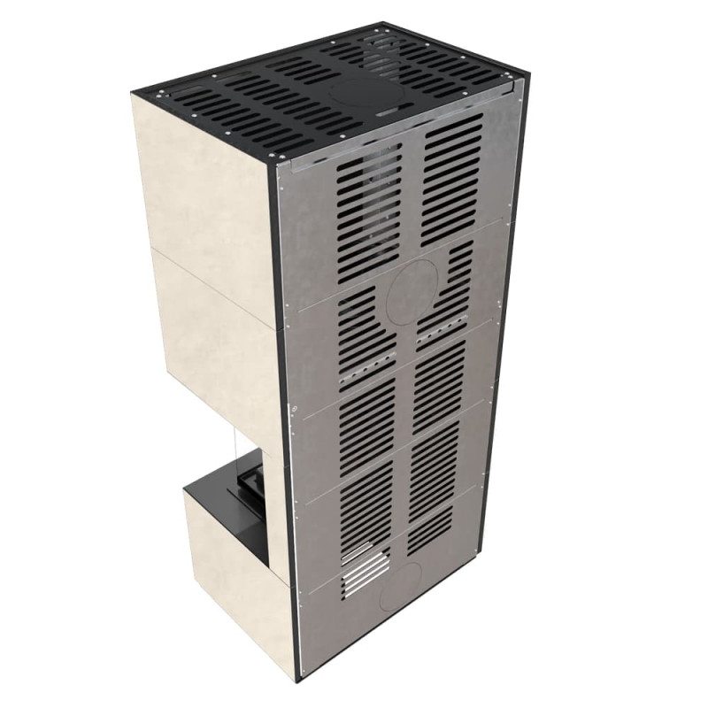 Камин Kratki FLOKI BOX правый 8 kW Ø 160 в строении из керамогранита FOKOS TALCO