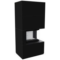 Камин Kratki FLOKI BOX прав 8 kW Ø 160 в строении из керамогранита NERO ASSOLUTO