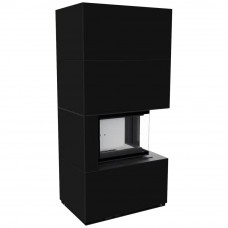 Камин Kratki FLOKI BOX прав 8 kW Ø 160 в строении из керамогранита NERO ASSOLUTO