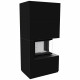 Камин Kratki FLOKI BOX прав 8 kW Ø 160 в строении из керамогранита NERO ASSOLUTO