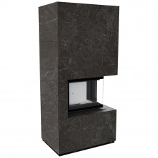 Камин Kratki FLOKI BOX прав 8 kW Ø 160 в строении из керамогранита NATURALI NERO GRECO