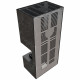 Камин Kratki FLOKI BOX прав 8 kW Ø 160 в строении из керамогранита NATURALI NERO GRECO