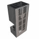 Камин Kratki FLOKI BOX прав 8 kW Ø 160 в строении из керамогранита NATURALI PIETRA DI SAVOIA ANTRANCITE BOCCIARDATA