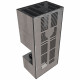 Камин Kratki FLOKI BOX прав 8 kW Ø 160 в строении из керамогранита NATURALI PIETRA DI SAVOIA GRIGIA BOCCIARDATA