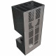 Камин Kratki FLOKI BOX прав 8 kW Ø 160 в строении из керамогранита OXIDE NERO